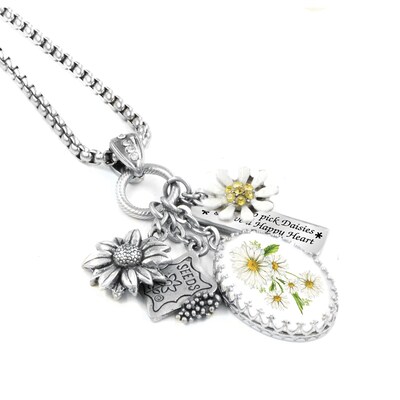 Daisy Necklace, April Birth Month Flower Necklace - image1